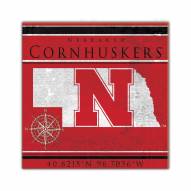Nebraska Cornhuskers Coordinates 10" x 10" Sign