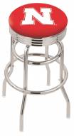 Nebraska Cornhuskers Double Ring Swivel Barstool with Ribbed Accent Ring