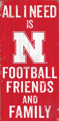 Nebraska Cornhuskers Football, Friends & Family Wood Sign