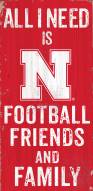 Nebraska Cornhuskers Football, Friends & Family Wood Sign