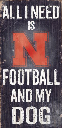 Nebraska Cornhuskers Football & Dog Wood Sign