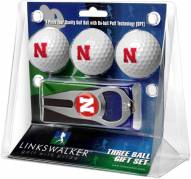 Nebraska Cornhuskers Golf Ball Gift Pack with Hat Trick Divot Tool