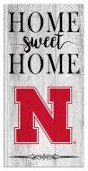 Nebraska Cornhuskers Home Sweet Home Whitewashed 6" x 12" Sign