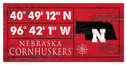 Nebraska Cornhuskers Horizontal Coordinate 6&quot; x 12&quot; Sign