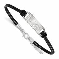 Nebraska Cornhuskers Sterling Silver Black Leather Bracelet