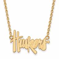 Nebraska Cornhuskers Sterling Silver Gold Plated Large Pendant Necklace
