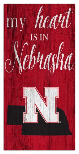 Nebraska Cornhuskers My Heart State 6&quot; x 12&quot; Sign