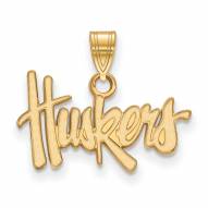Nebraska Cornhuskers NCAA Sterling Silver Gold Plated Small Pendant