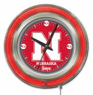 Nebraska Cornhuskers Neon Clock