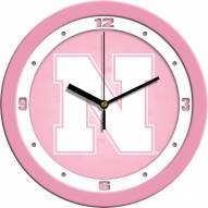 Nebraska Cornhuskers Pink Wall Clock