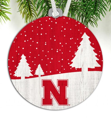 Nebraska Cornhuskers Snow Scene Ornament