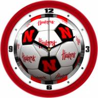 Nebraska Cornhuskers Soccer Wall Clock