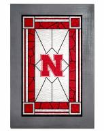 Nebraska Cornhuskers Stained Glass with Frame