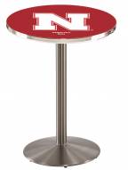 Nebraska Cornhuskers Stainless Steel Bar Table with Round Base
