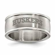 Nebraska Cornhuskers Stainless Steel Logo Ring