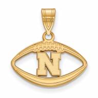 Nebraska Cornhuskers Sterling Silver Gold Plated Football Pendant