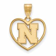 Nebraska Cornhuskers Sterling Silver Gold Plated Heart Pendant