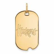 Nebraska Cornhuskers Sterling Silver Gold Plated Small Dog Tag