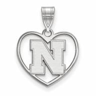 Nebraska Cornhuskers Sterling Silver Heart Pendant