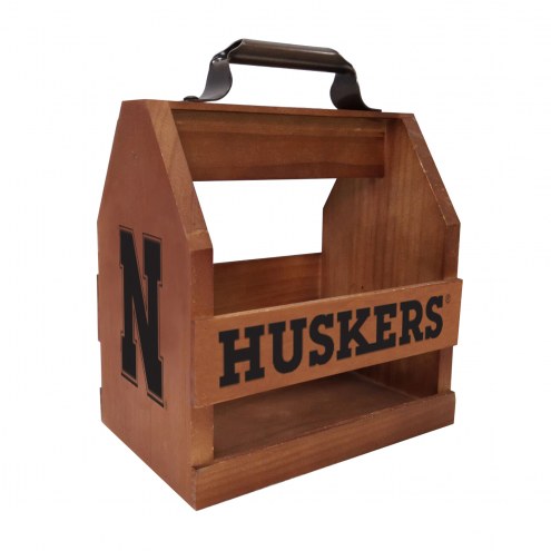 Nebraska Cornhuskers Wood BBQ Caddy