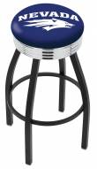 Nevada Wolf Pack Black Swivel Barstool with Chrome Ribbed Ring