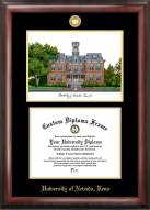 Nevada Wolf Pack Gold Embossed Diploma Frame with Campus Images Lithograph