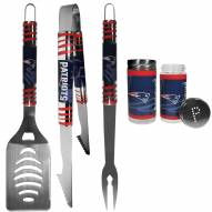 New England Patriots 3 Piece Tailgater BBQ Set and Salt and Pepper Shaker Set