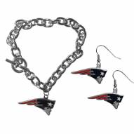 New England Patriots Chain Bracelet & Dangle Earring Set