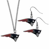 New England Patriots Dangle Earrings & Chain Necklace Set