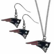 New England Patriots Dangle Earrings & Chain Necklace Set