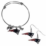 New England Patriots Dangle Earrings & Charm Bangle Bracelet Set