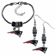 New England Patriots Euro Bead Earrings & Bracelet Set