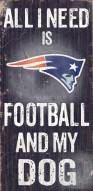 New England Patriots Football & Dog Wood Sign
