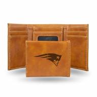 New England Patriots Laser Engraved Brown Trifold Wallet