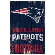 New England Patriots Proud to Support Wood Sign
