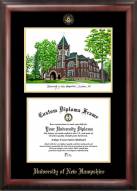 New Hampshire Wildcats Gold Embossed Diploma Frame with Campus Images Lithograph