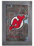 New Jersey Devils 11" x 19" City Map Framed Sign