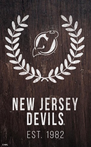 New Jersey Devils 11&quot; x 19&quot; Laurel Wreath Sign