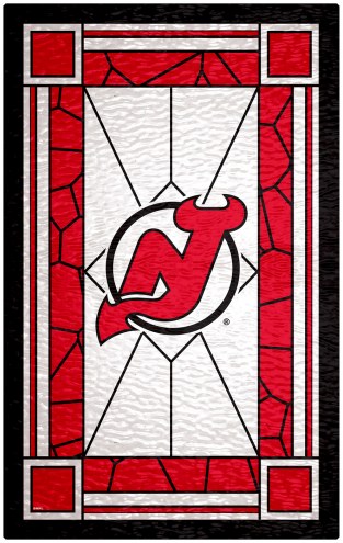 New Jersey Devils 11&quot; x 19&quot; Stained Glass Sign