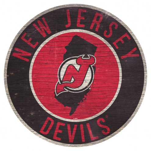 New Jersey Devils 12&quot; Circle with State Sign