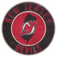 New Jersey Devils 12" Circle with State Sign