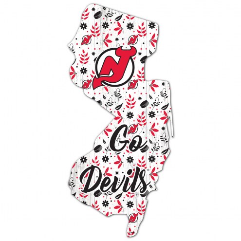 New Jersey Devils 12&quot; Floral State Sign