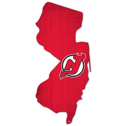 New Jersey Devils 12&quot; Team Color Logo State Sign
