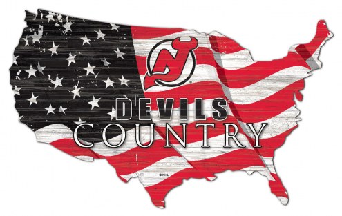 New Jersey Devils 15&quot; USA Flag Cutout Sign