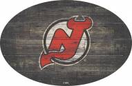 New Jersey Devils 46" Distressed Wood Oval Sign