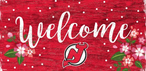 New Jersey Devils 6&quot; x 12&quot; Floral Welcome Sign