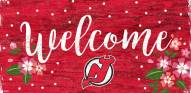 New Jersey Devils 6" x 12" Floral Welcome Sign