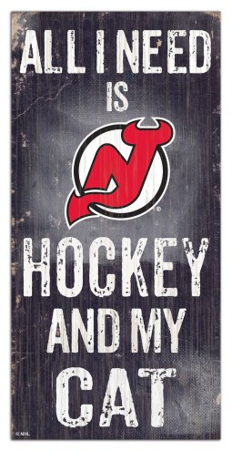 New Jersey Devils 6&quot; x 12&quot; Hockey & My Cat Sign