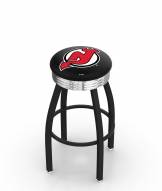 New Jersey Devils Black Swivel Barstool with Chrome Ribbed Ring