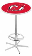 New Jersey Devils Chrome Bar Table with Foot Ring